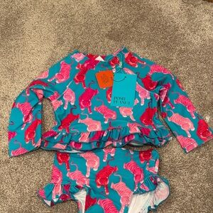 Posh Peanut LE TIGRE RASH GUARD RUFFLED BUMMIE SET 6-12M NWT